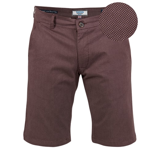 D555 Bandit Micro Print Stretch Chino Shorts Burgundy